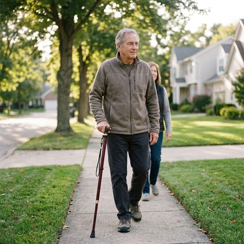 Adjustable Walking Stick with LED Light - in everyday life