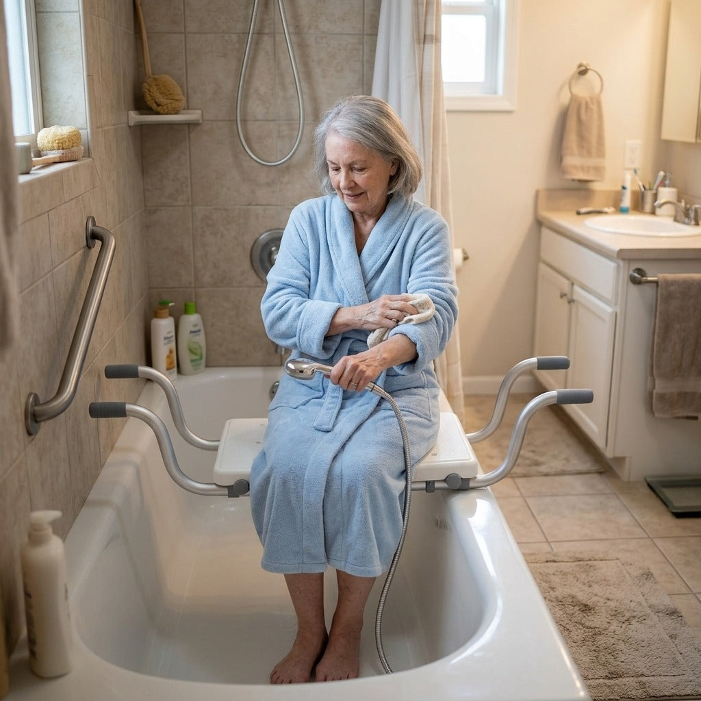 Adjustable-Width Bathtub Seat - in everyday life