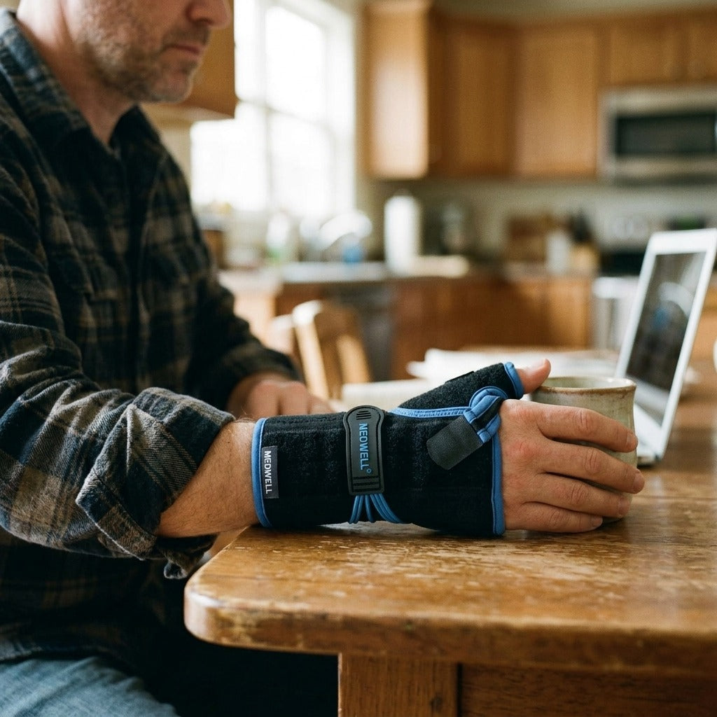 Adjustable Wrist and Thumb Brace - in use