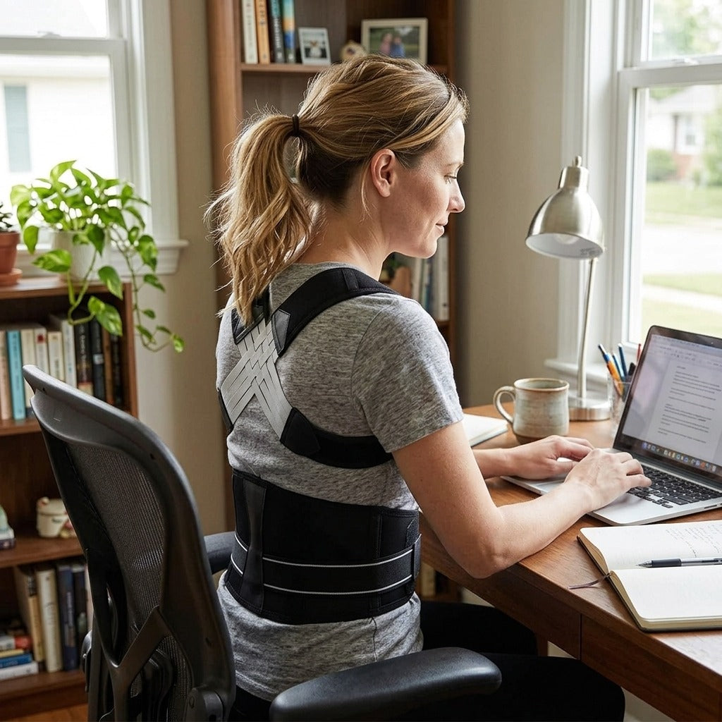 Adult Back Posture Support with Shoulder Straps - in everyday life