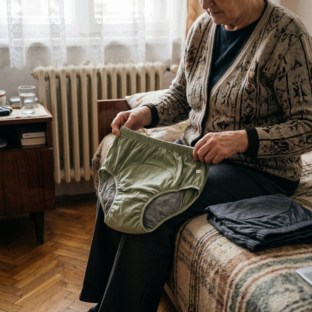 Felnőtt inkontinencia alsó szivárgásgátló védelemmel - használat közben