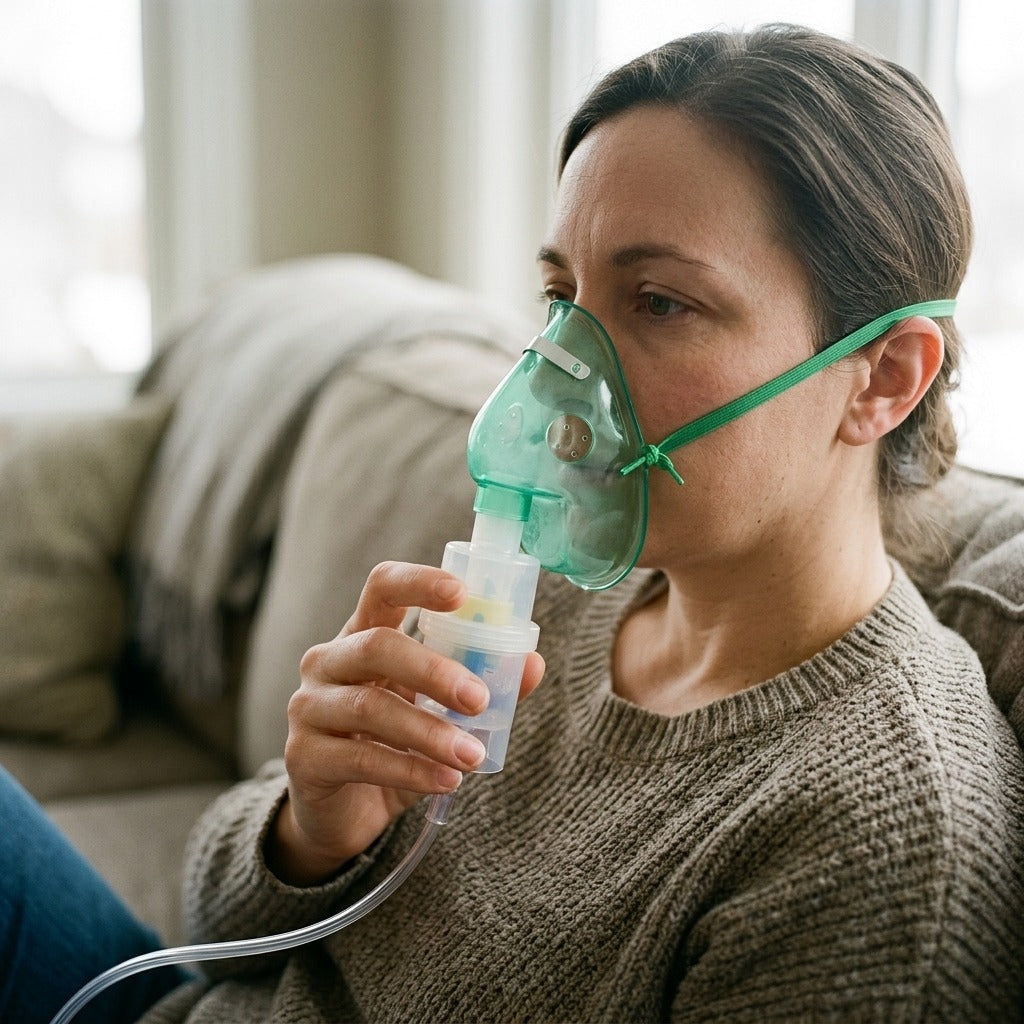 Air Compressor Nebulizer Set with Accessories - in use