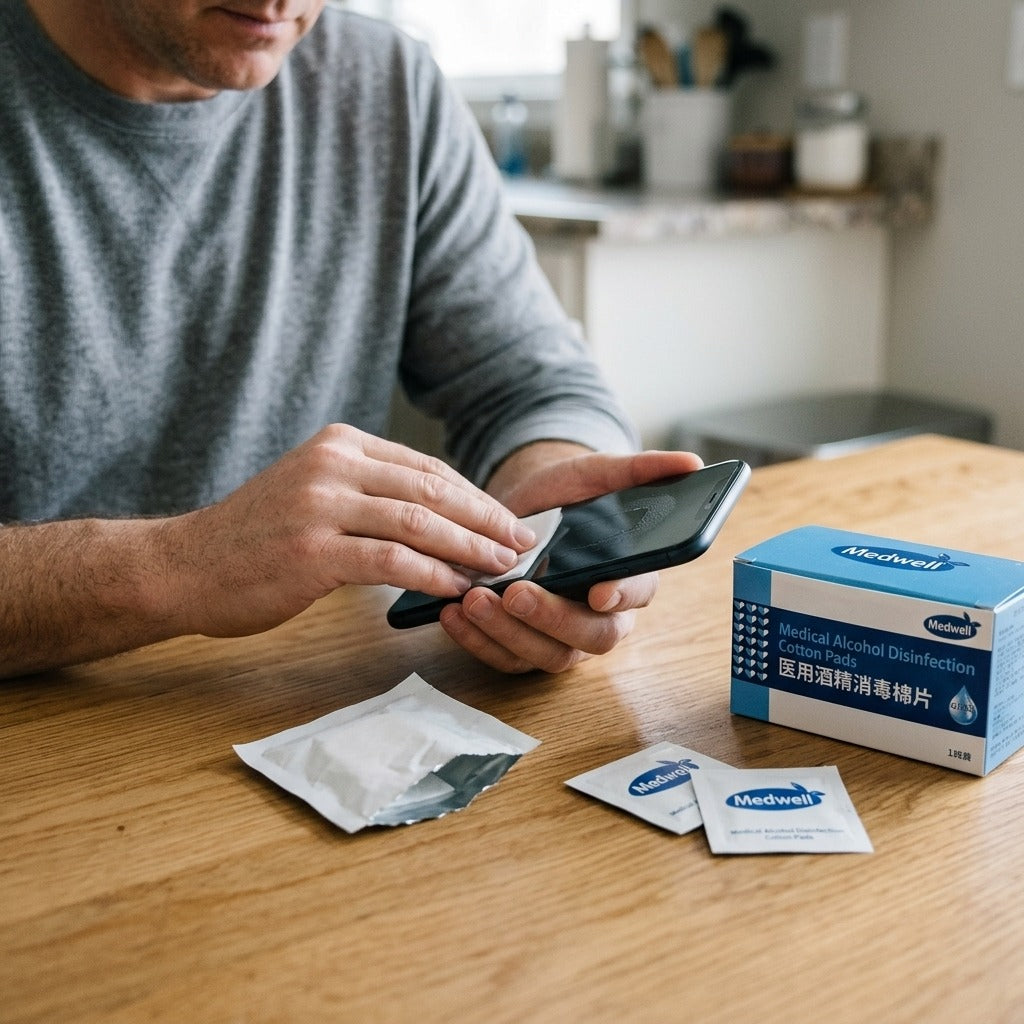 Alcohol Wipes, 70%–80% Alcohol - in use