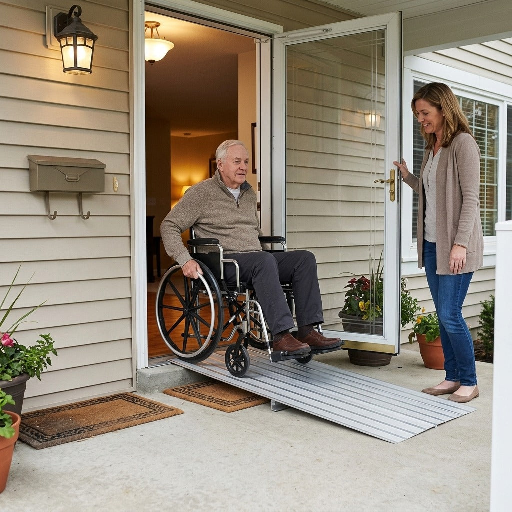 Aluminum Door Threshold Ramp, 1–6 Inch Rise - in everyday life