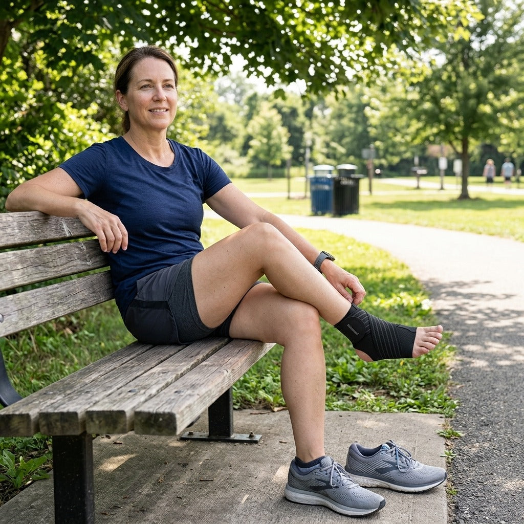 Ankle Compression Sleeve with Adjustable Strap - in everyday life