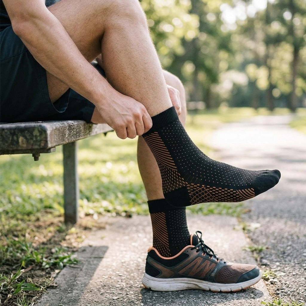 Ankle Compression Sleeves for Exercise and Sports - in use