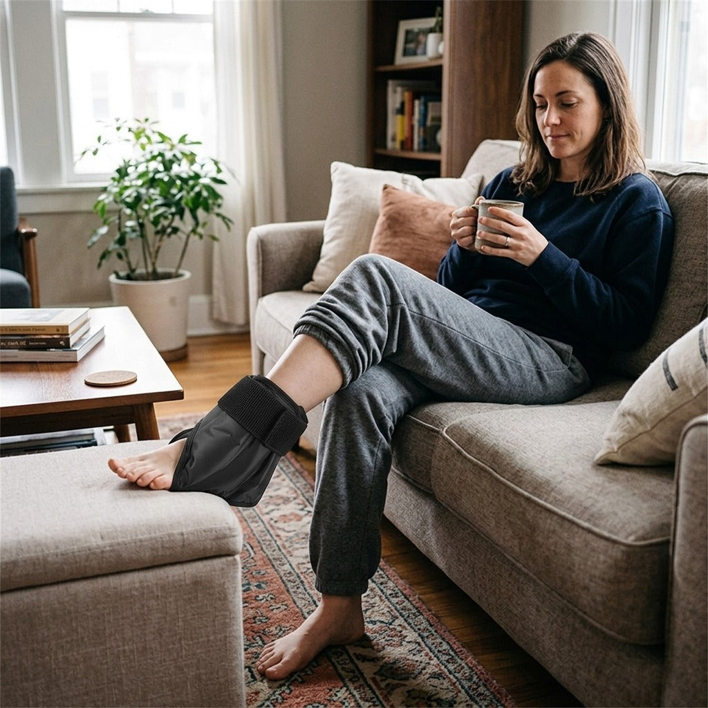 Ankle Support Compression Brace with Gel Therapy Wrap - at home