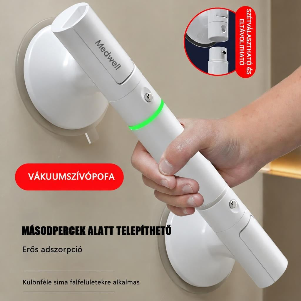 Vákuumos fali kapaszkodó felszerelése fürdőszobába.