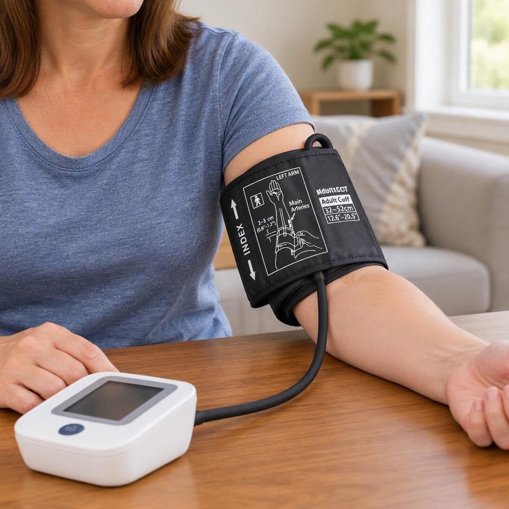 Arm Blood Pressure Monitor Cuff Sleeve - in use