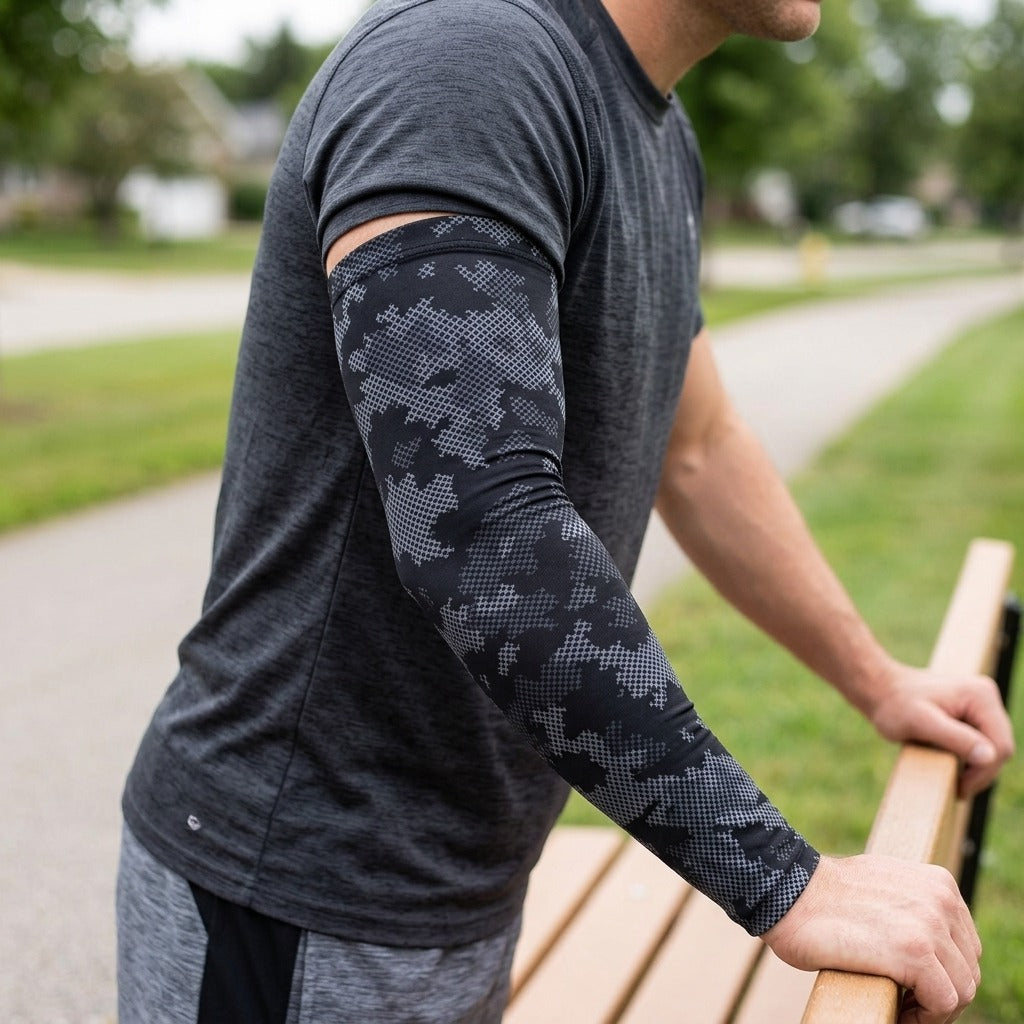 Arm Compression Sleeve in Elastane Knit - in use