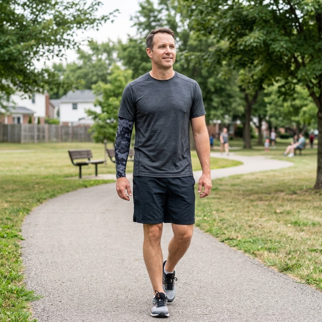 Arm Compression Sleeve in Elastane Knit - in everyday life