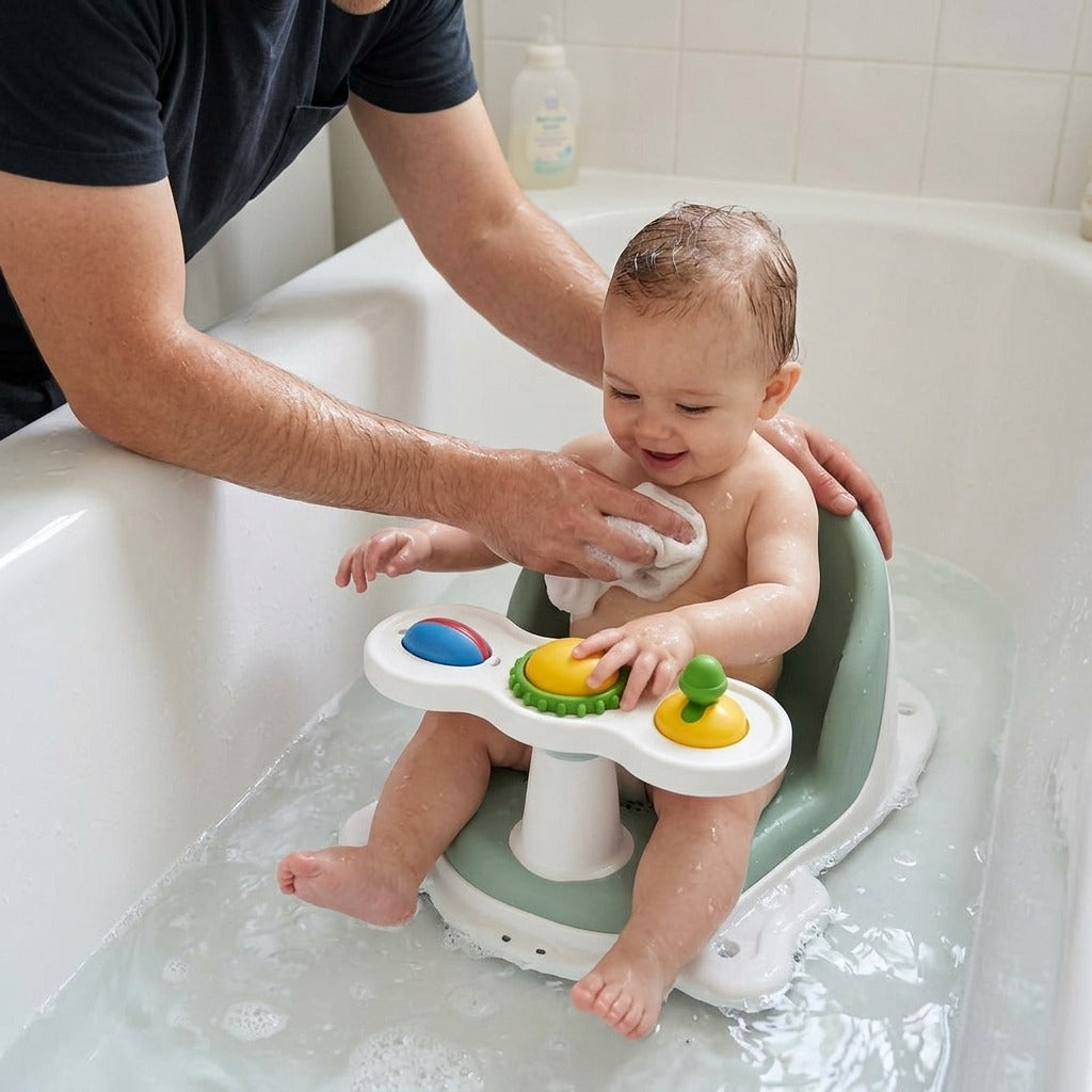Baby Bath Seat with Backrest Support - in use
