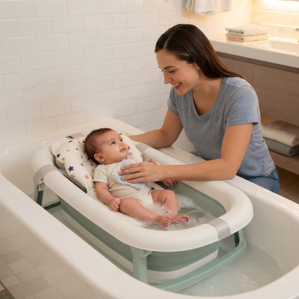 Baby Bath Support with Breathable Mesh - in everyday life