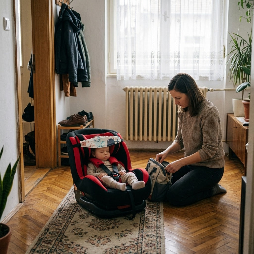 Babahordozó-fejtámasz övvel és párnával - otthon