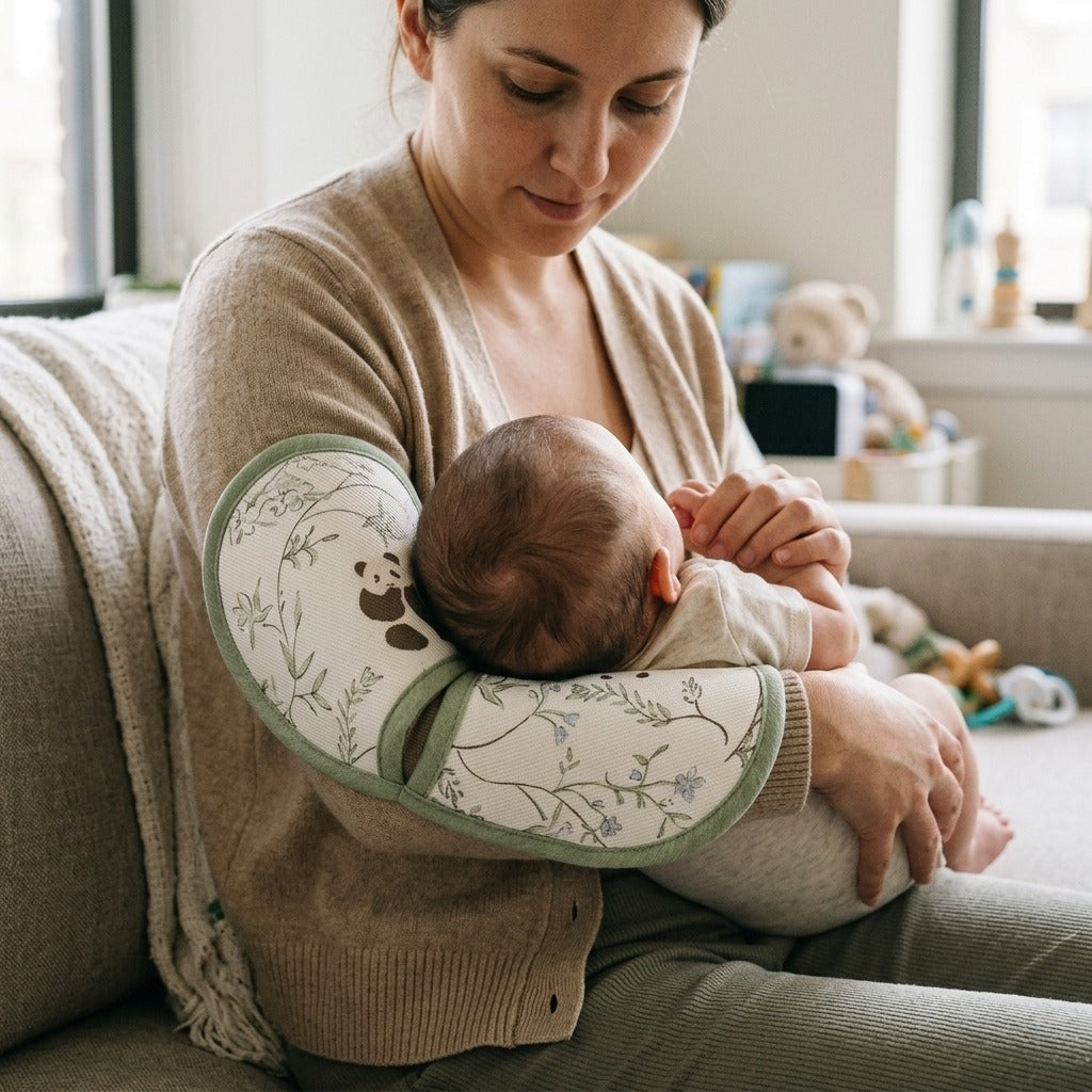 Baby Cooling Arm Pillow Pad for Feeding - in use