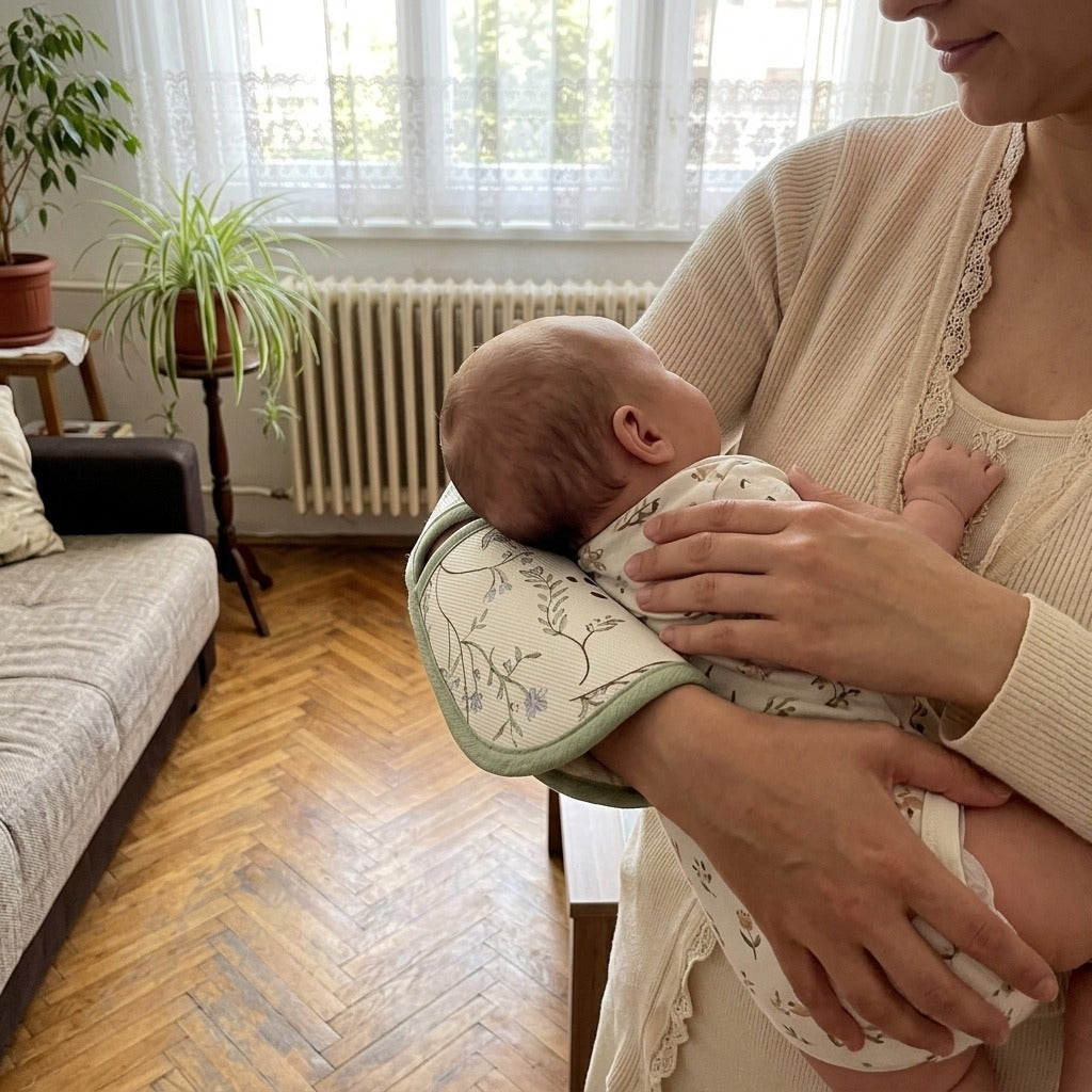 Hűsítő babapárna karra etetéshez - használat közben