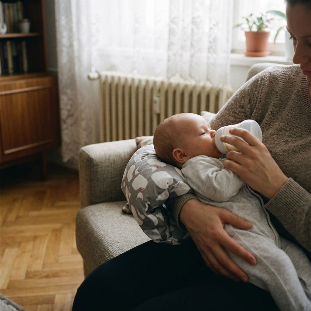 Szoptatós karpárna babáknak - használat közben