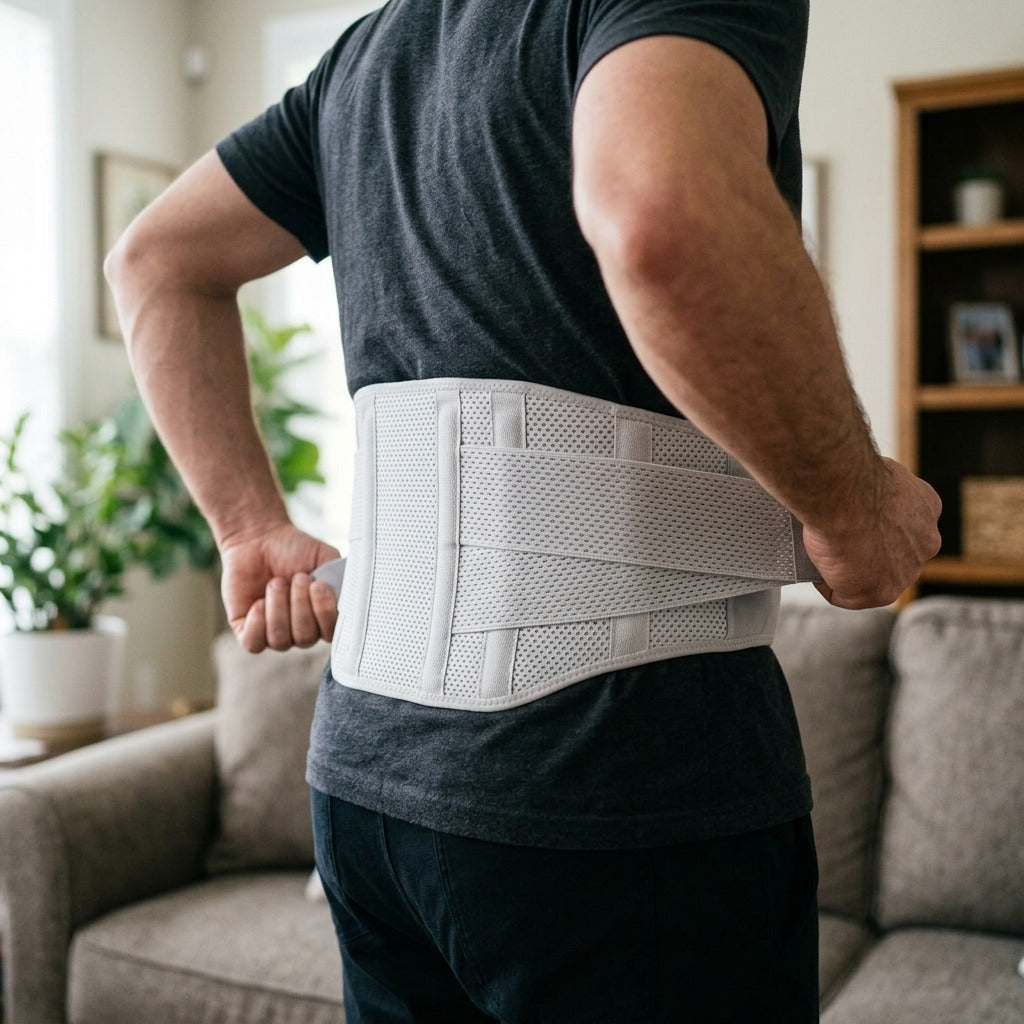 Back Support Belt for Men and Women - in use
