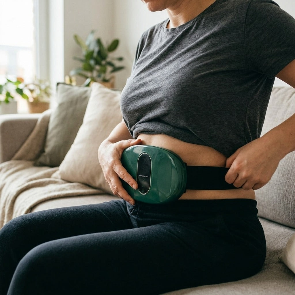 Battery-Powered Abdominal Massage Belt - in use