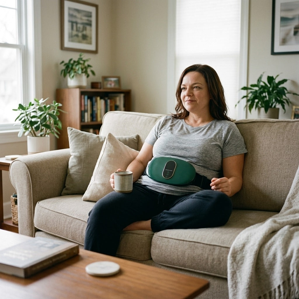 Battery-Powered Abdominal Massage Belt - at home