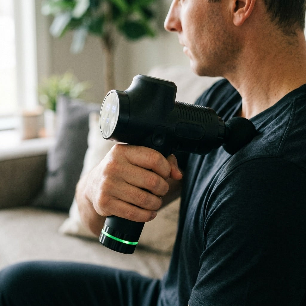 Battery-Powered Vibrating Body Massager - in use