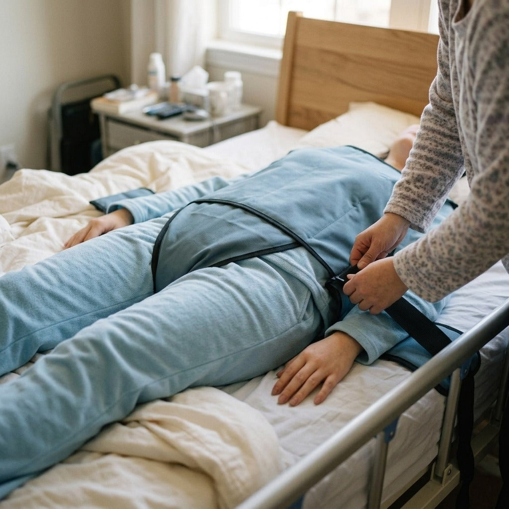 Bed and Wheelchair Positioning Support Vest - in use