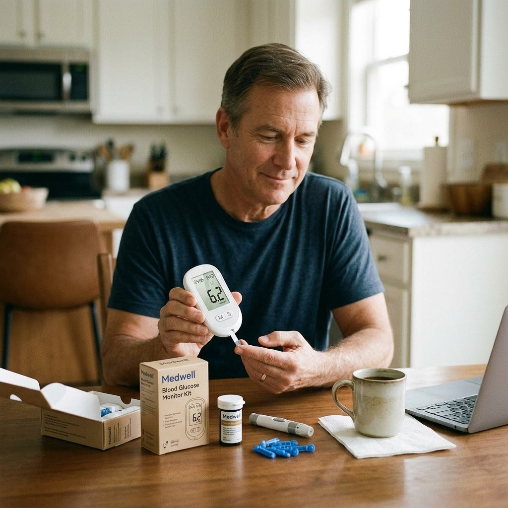 Blood Glucose Monitor Kit with 50 Strips and Lancets - in everyday life
