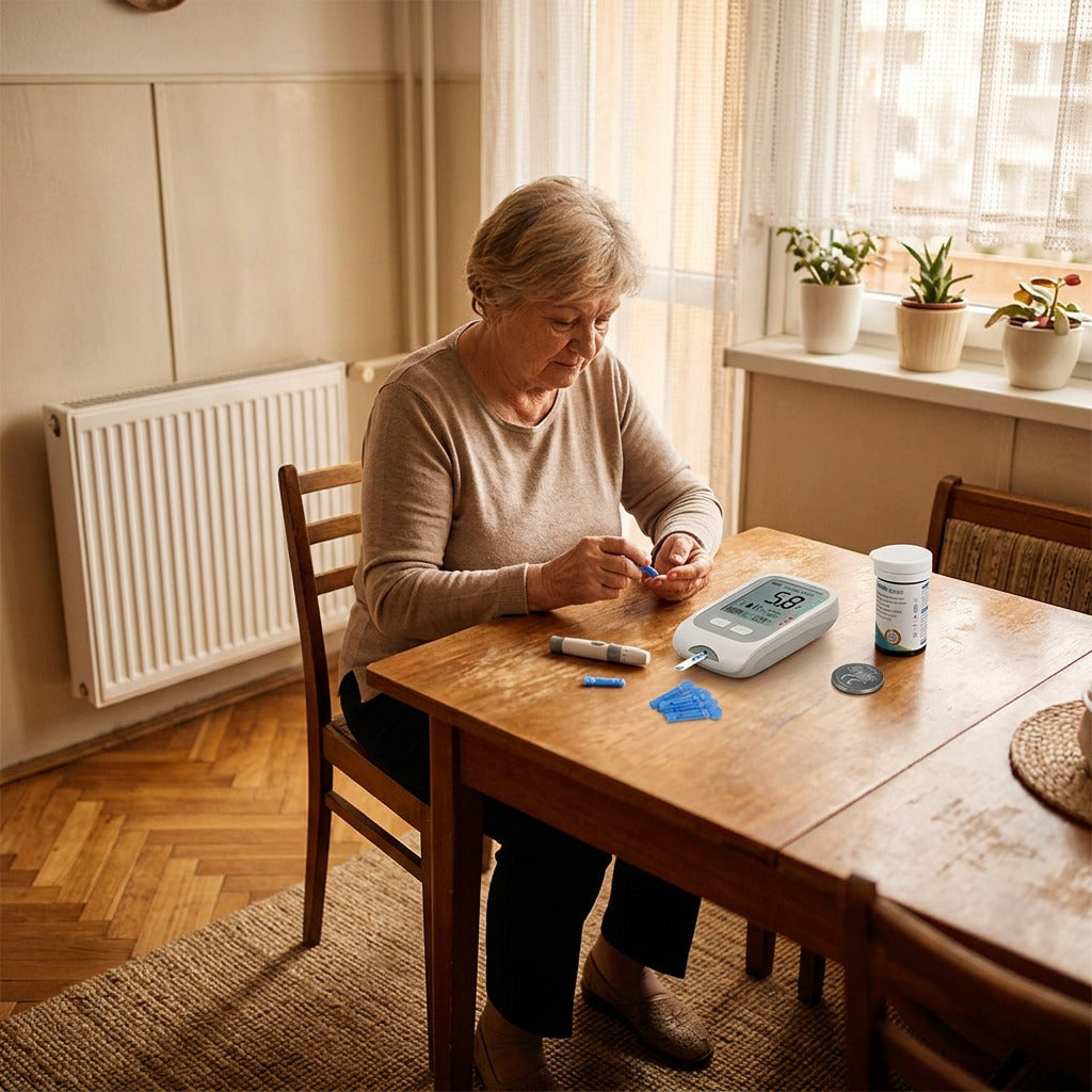 Vércukormérő készlet tesztcsíkokkal és lándzsákkal - otthon