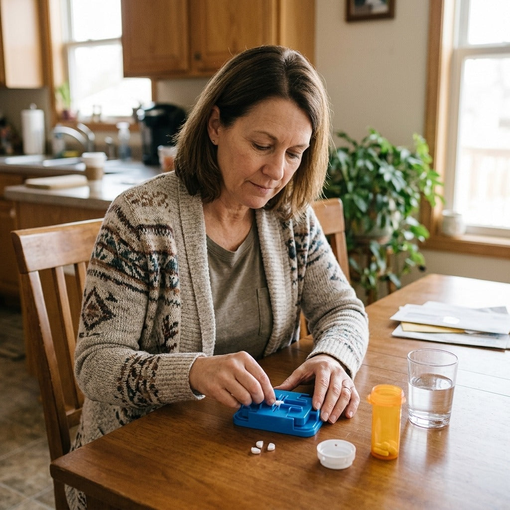 Blue Pill Cutter for Half or Quarter Tablets - at home
