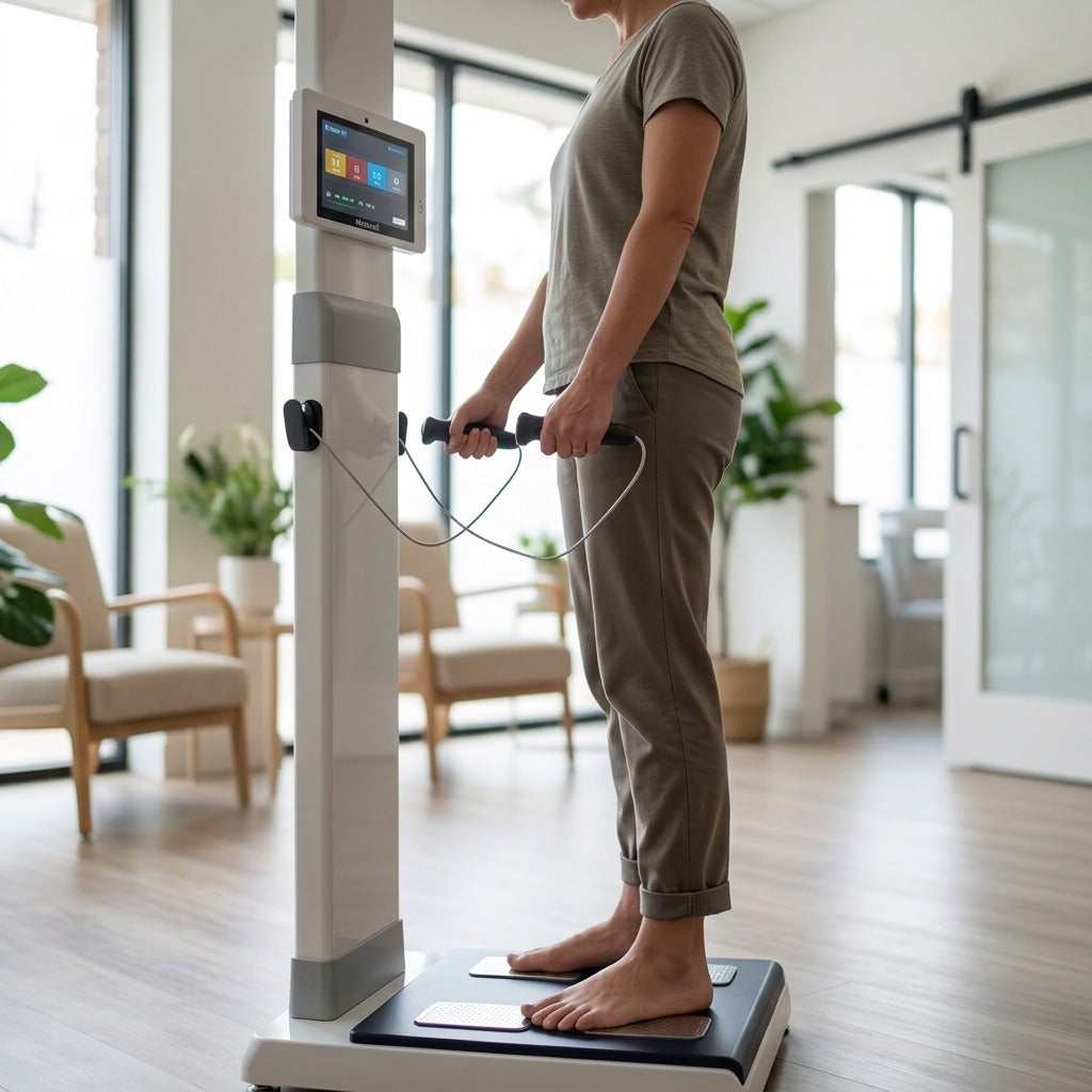 Body Composition Scale with LCD Touch Screen - in use