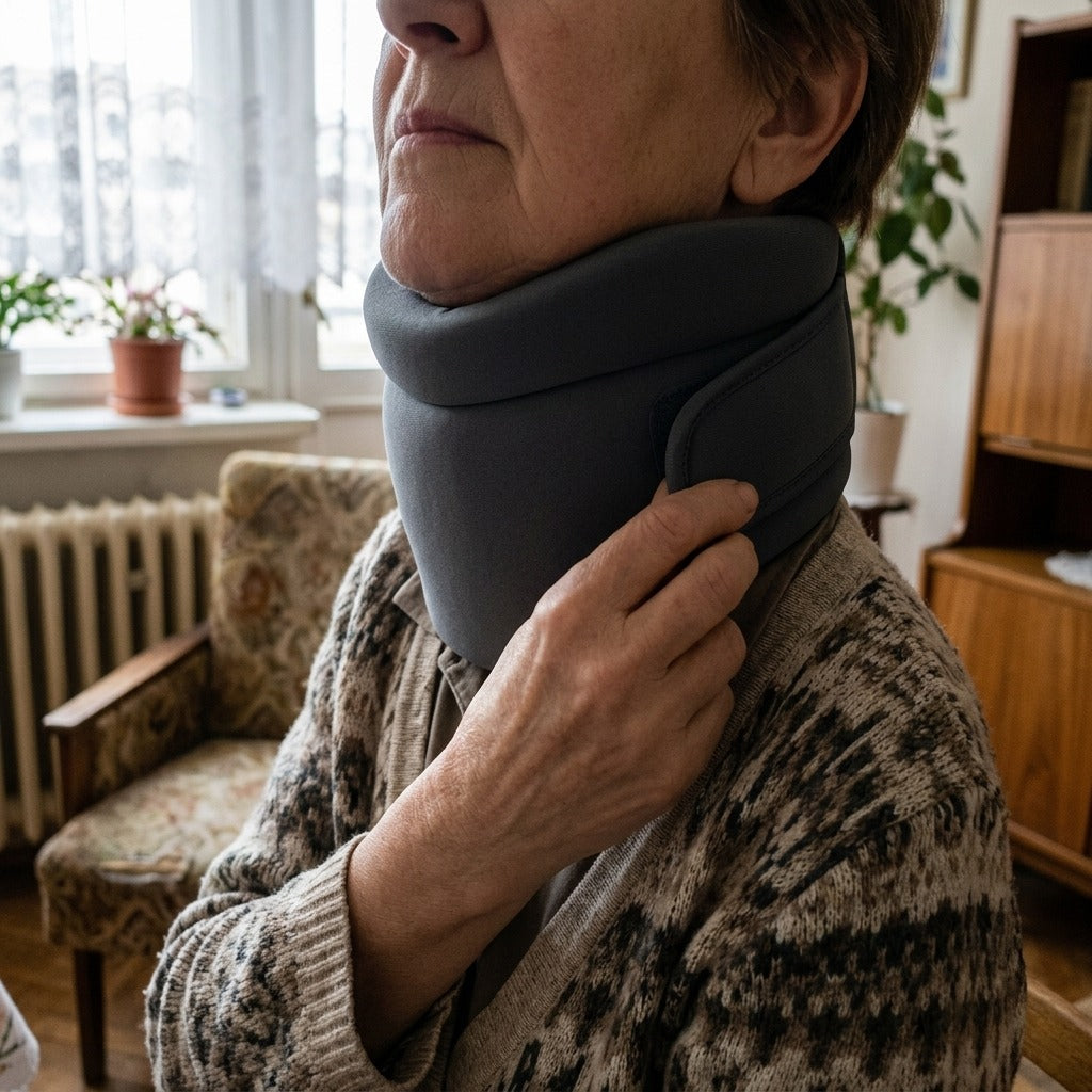 Légáteresztő, állítható puha nyaktámasz utazáshoz - használat közben