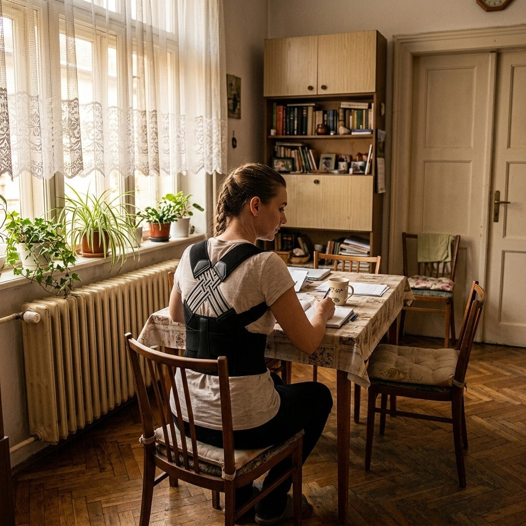 Légáteresztő tartásjavító vállpánttal - otthon