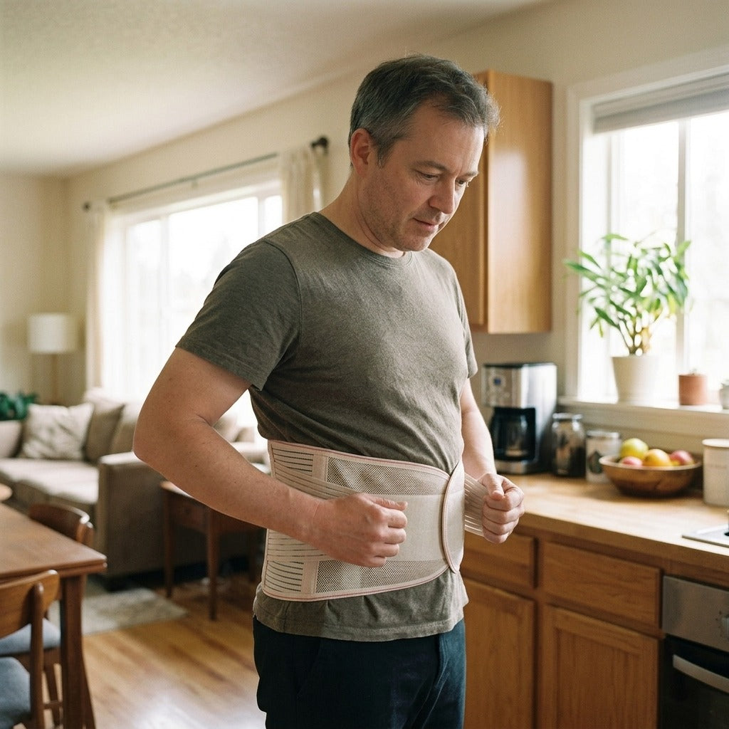 Breathable Lumbar Back Brace for Men and Women - at home