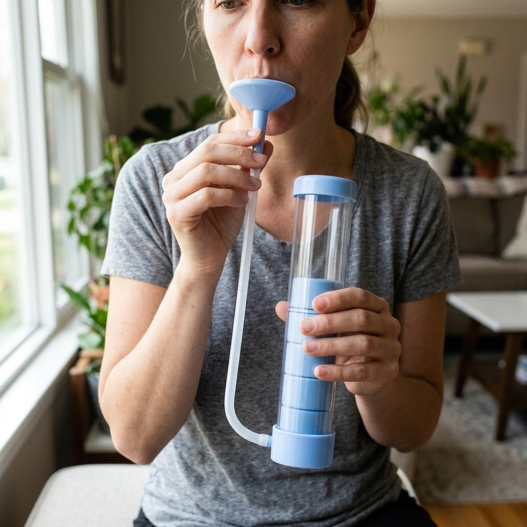 Breathing Trainer Exercise Device - in use
