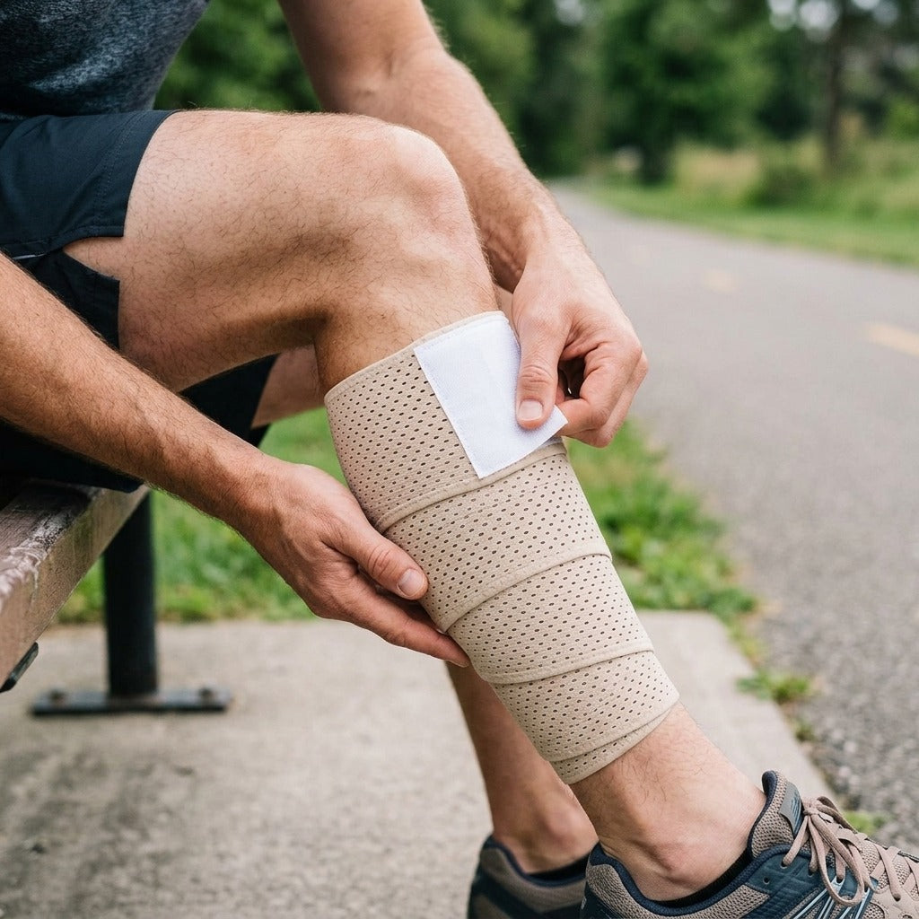 Calf Compression Sleeve for Adults - in use