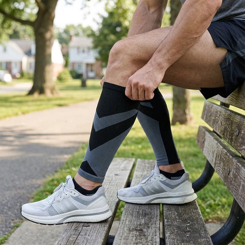 Calf Compression Sleeves for Running and Standing - in use