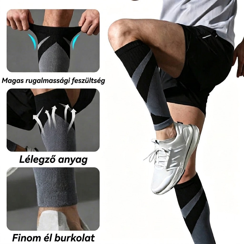 Lábszár támogatás: magas rugalmasság, légáteresztő anyag, finom él burkolat.
