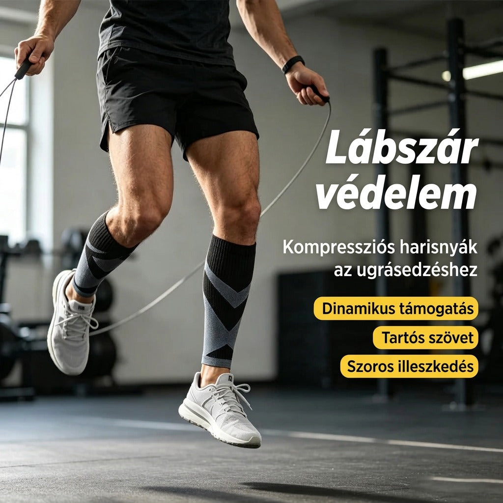 Ugrásedzéshez kompressziós lábszár harisnya