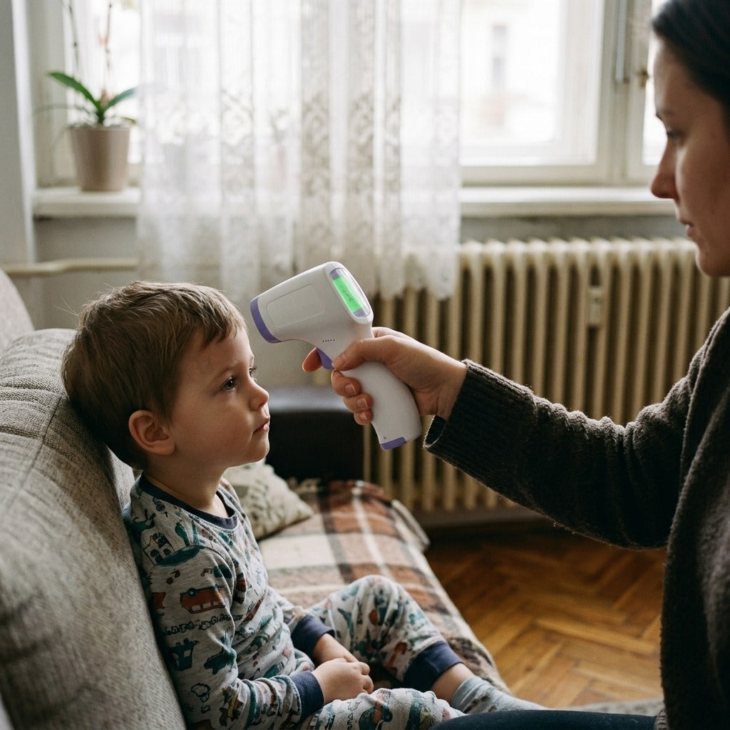 Érintésmentes infravörös homlokhőmérő gyerekeknek - használat közben
