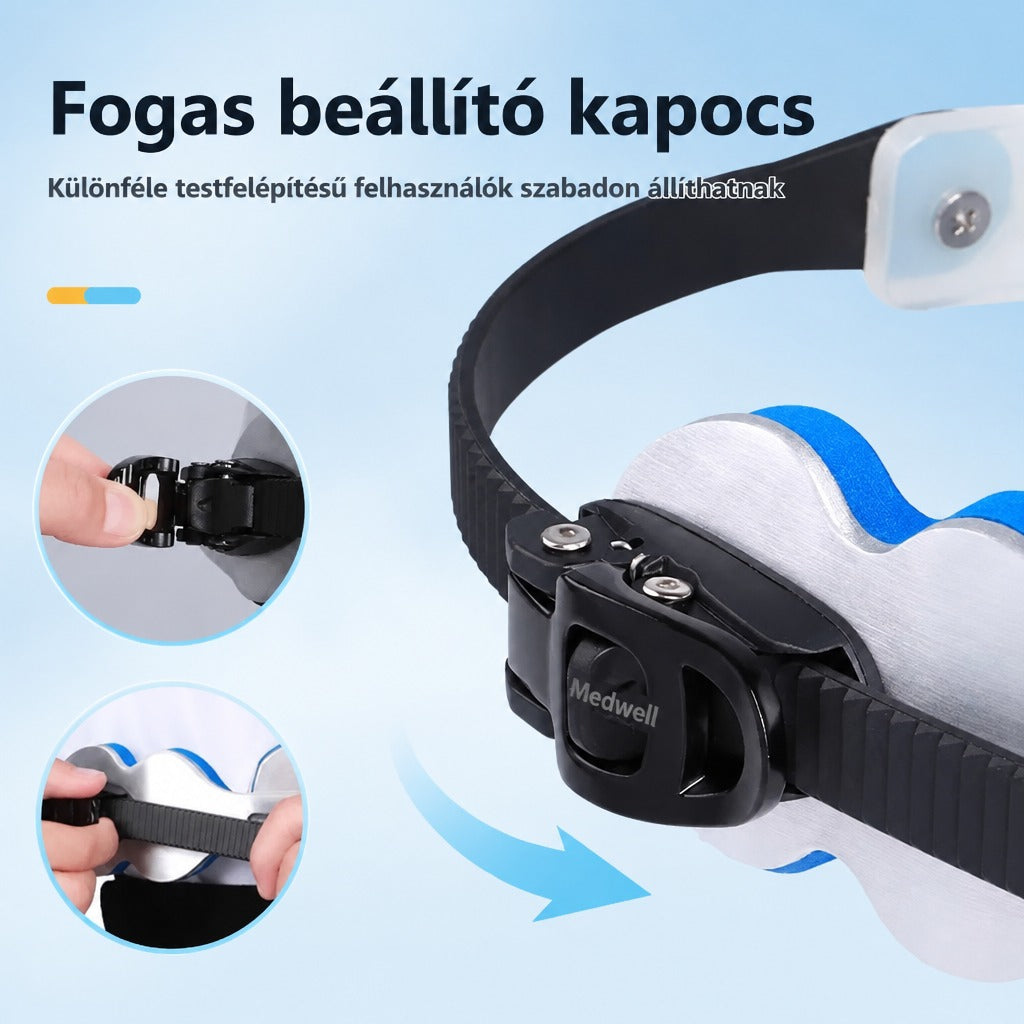 Fogas beállító kapocs bordázott pánttal és használati bemutatóval.
