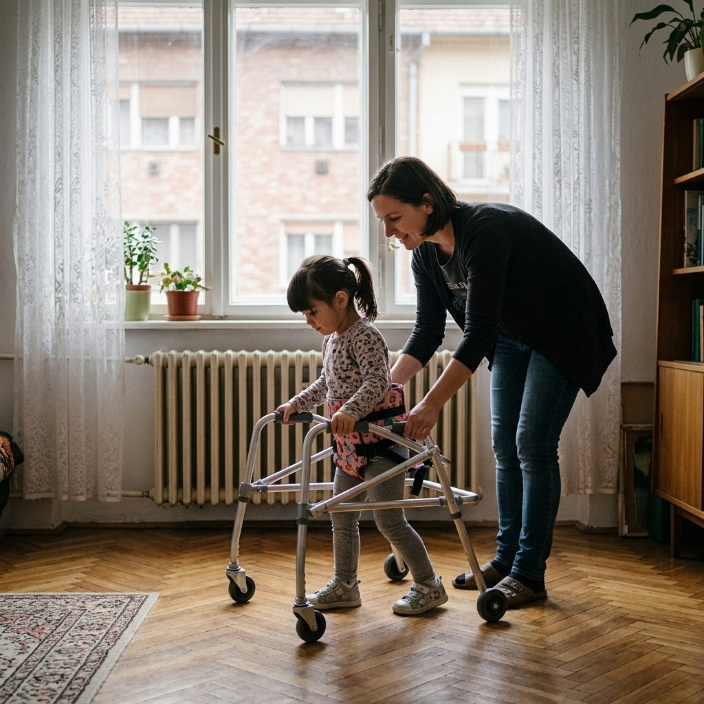 Négykerekű járókeret gyermekeknek - a mindennapokban
