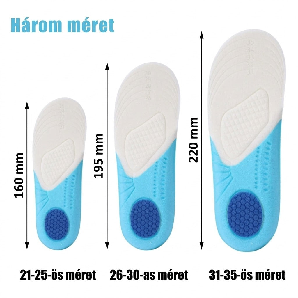 Három méretű talpbetét párnázással