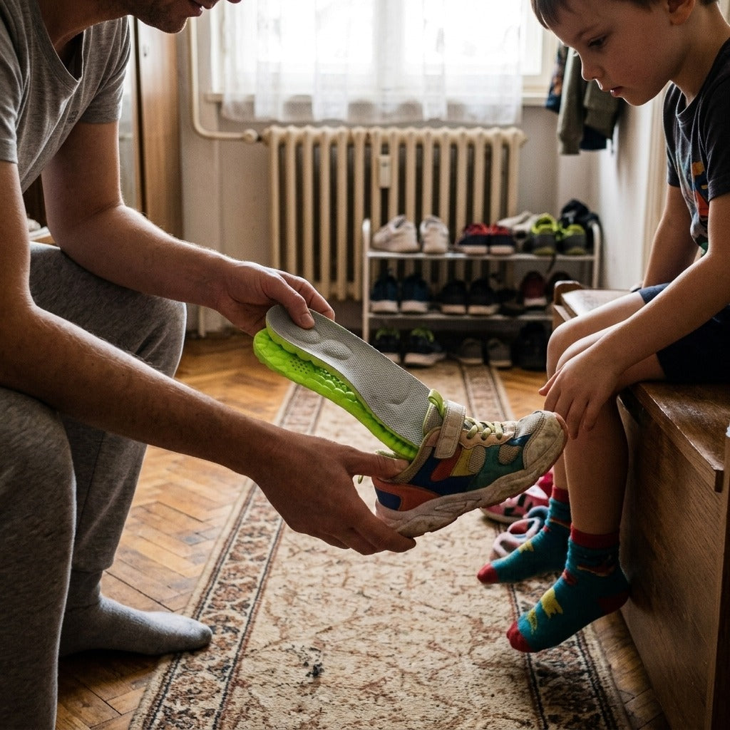 Sporttalpbetét boltozattámasszal gyerekeknek - használat közben