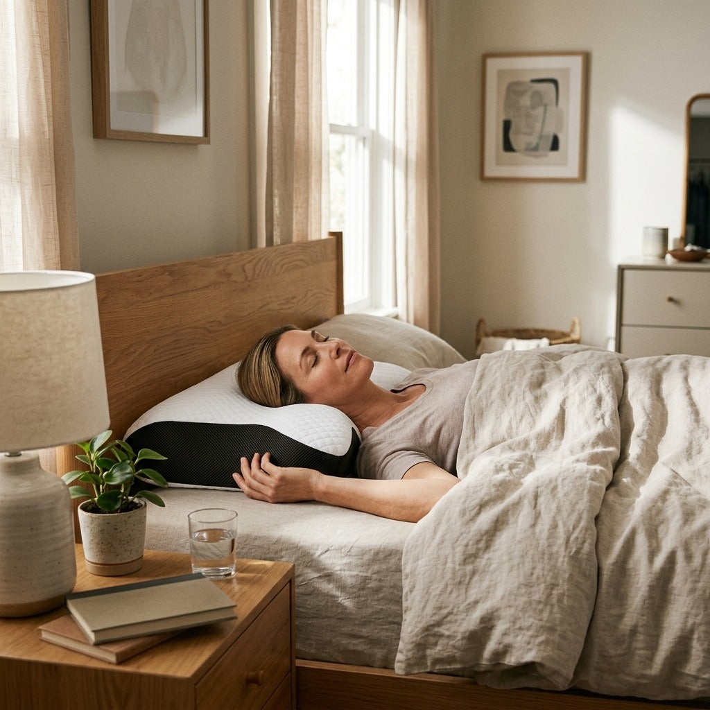 Contoured Memory Foam Neck Pillow - at home