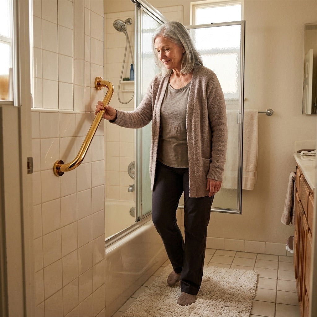 Copper Bathroom Grab Bar, 30–50 cm - in everyday life