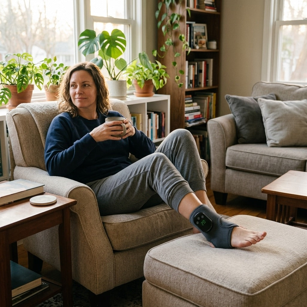 Cordless Heated Ankle Massager with Vibration - in everyday life