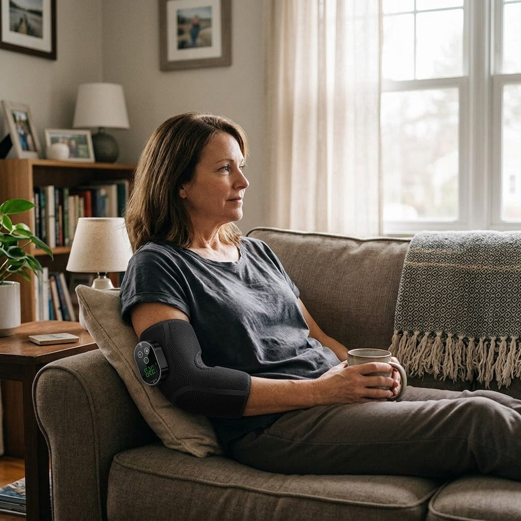 Cordless Heated Elbow Massager with Vibration - at home
