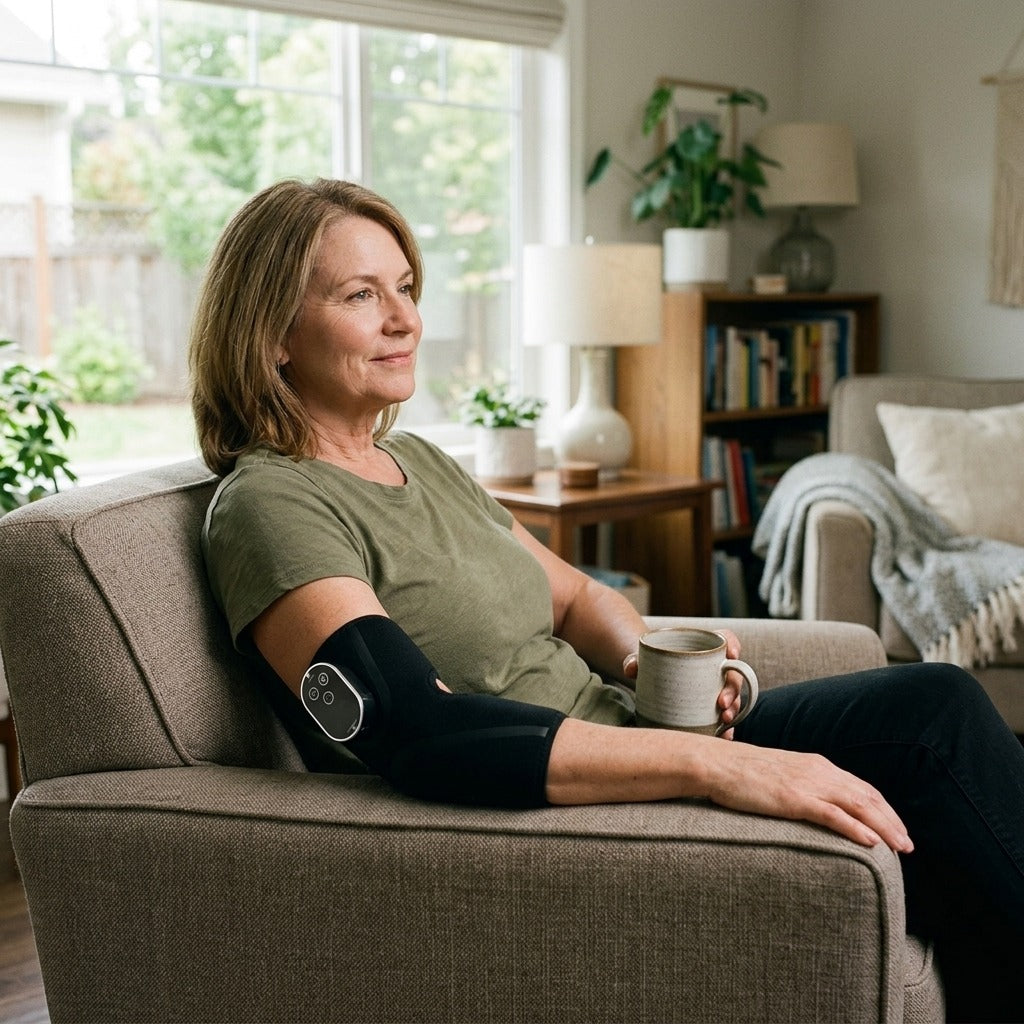 Cordless Heated Elbow Massager with Vibration - in everyday life
