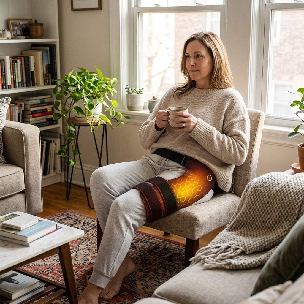 Cordless Heated Hip Support Brace with Massage - at home