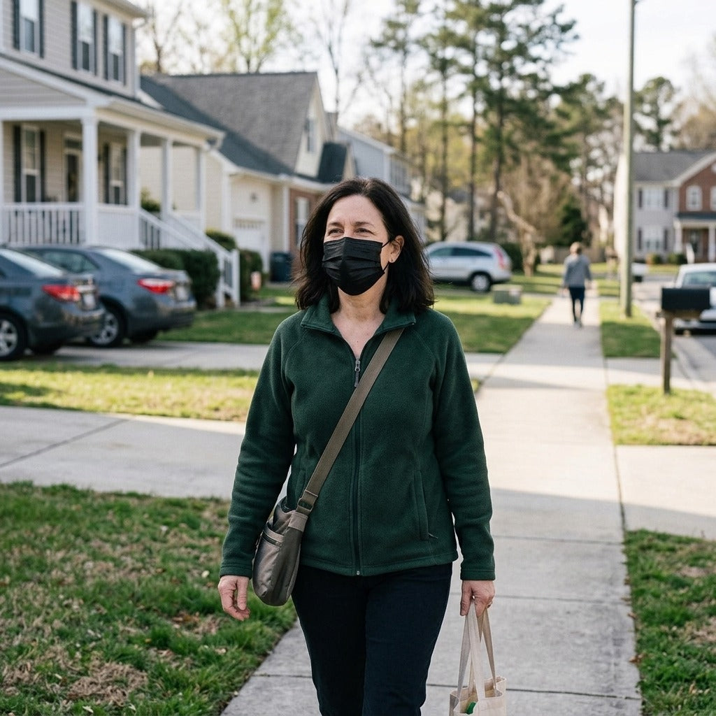 Disposable 3-Layer Earloop Face Mask - in everyday life